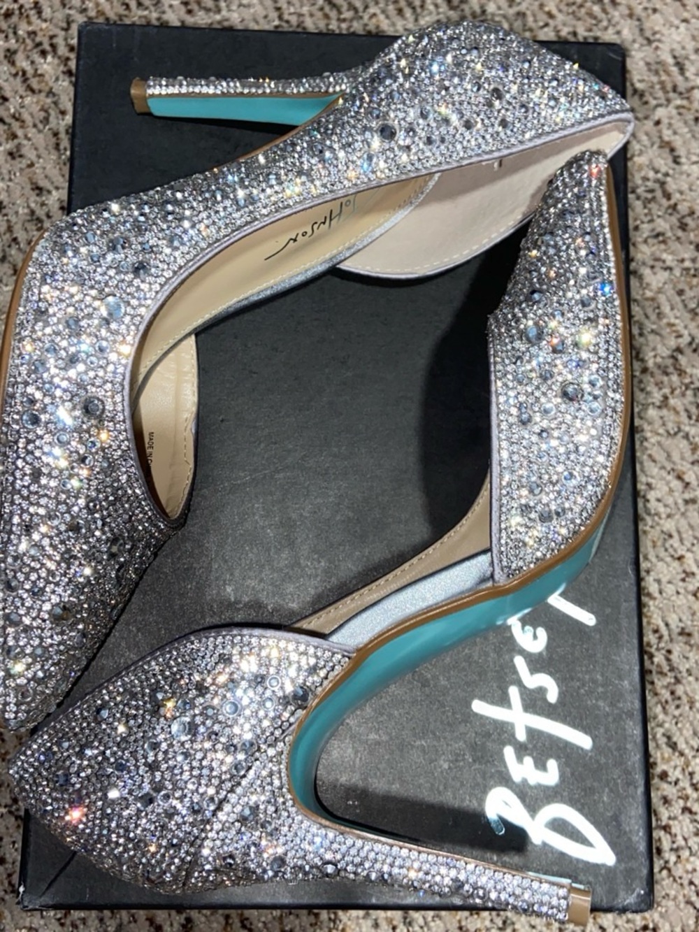 Betsey Johnson Silver Crystal D'Orsay Pointed Pump - Picture 4 of 5